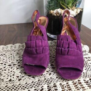 Vince Camuto Purple Suede Sling Back Heel Stack